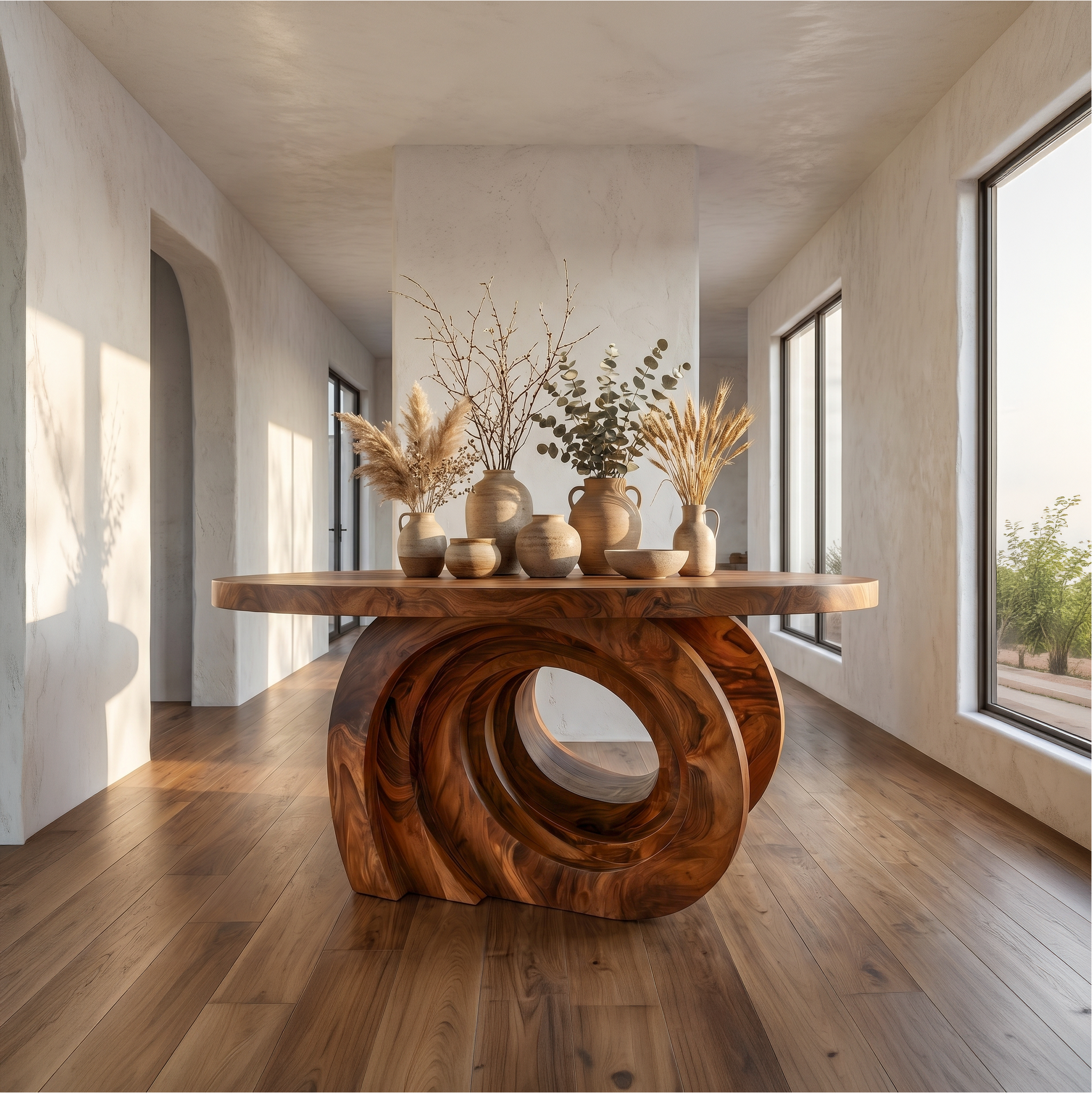 Organic Foyer Table With Pedestal Base For Entryway And Hallway FTHCH004