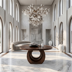 Contemporary Round Foyer Table With Sculptural Open Ring Base For Entryway And Hallway FTHCH021