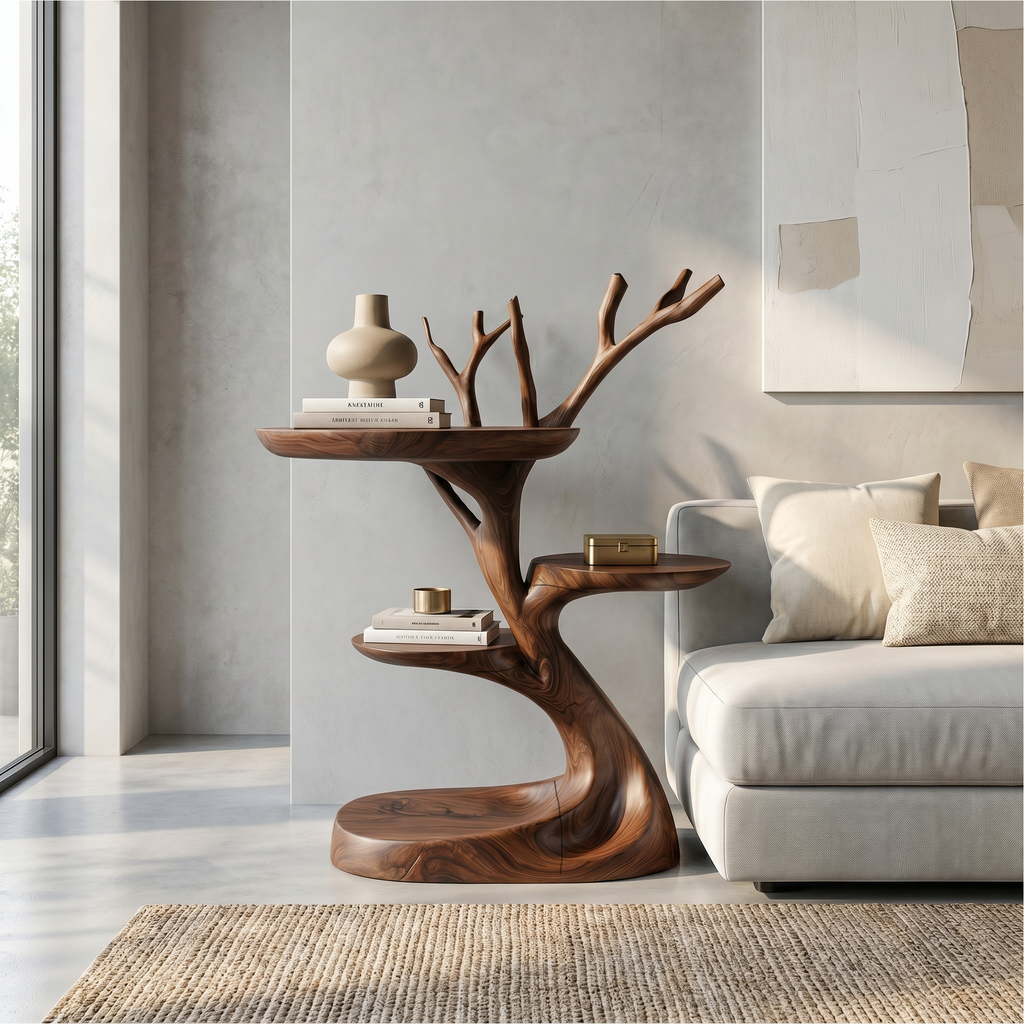 Rustic End Table With Tree Root Design For Bedroom And Living Room ETHCH018
