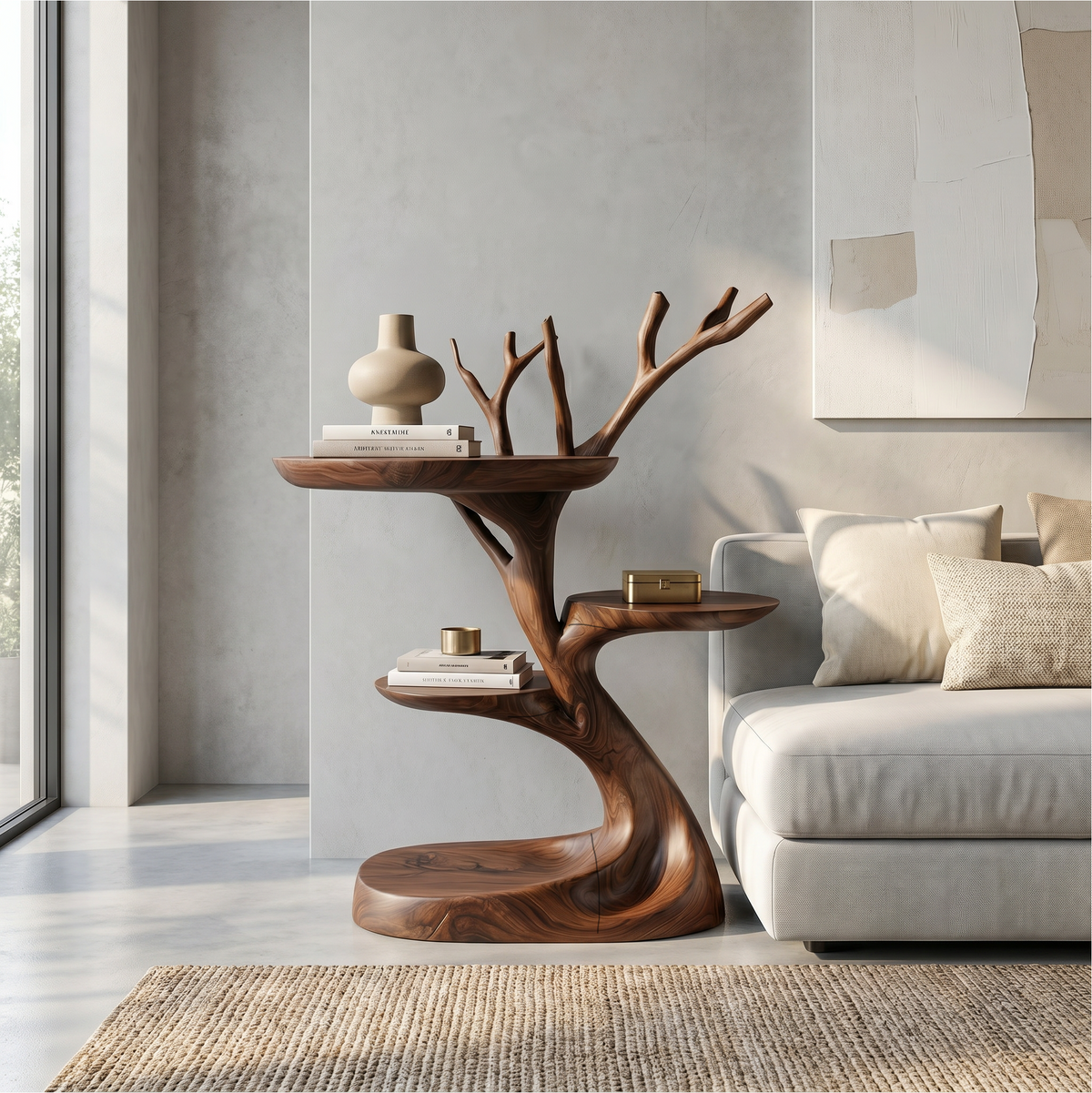 Rustic End Table With Tree Root Design For Bedroom And Living Room ETHCH018