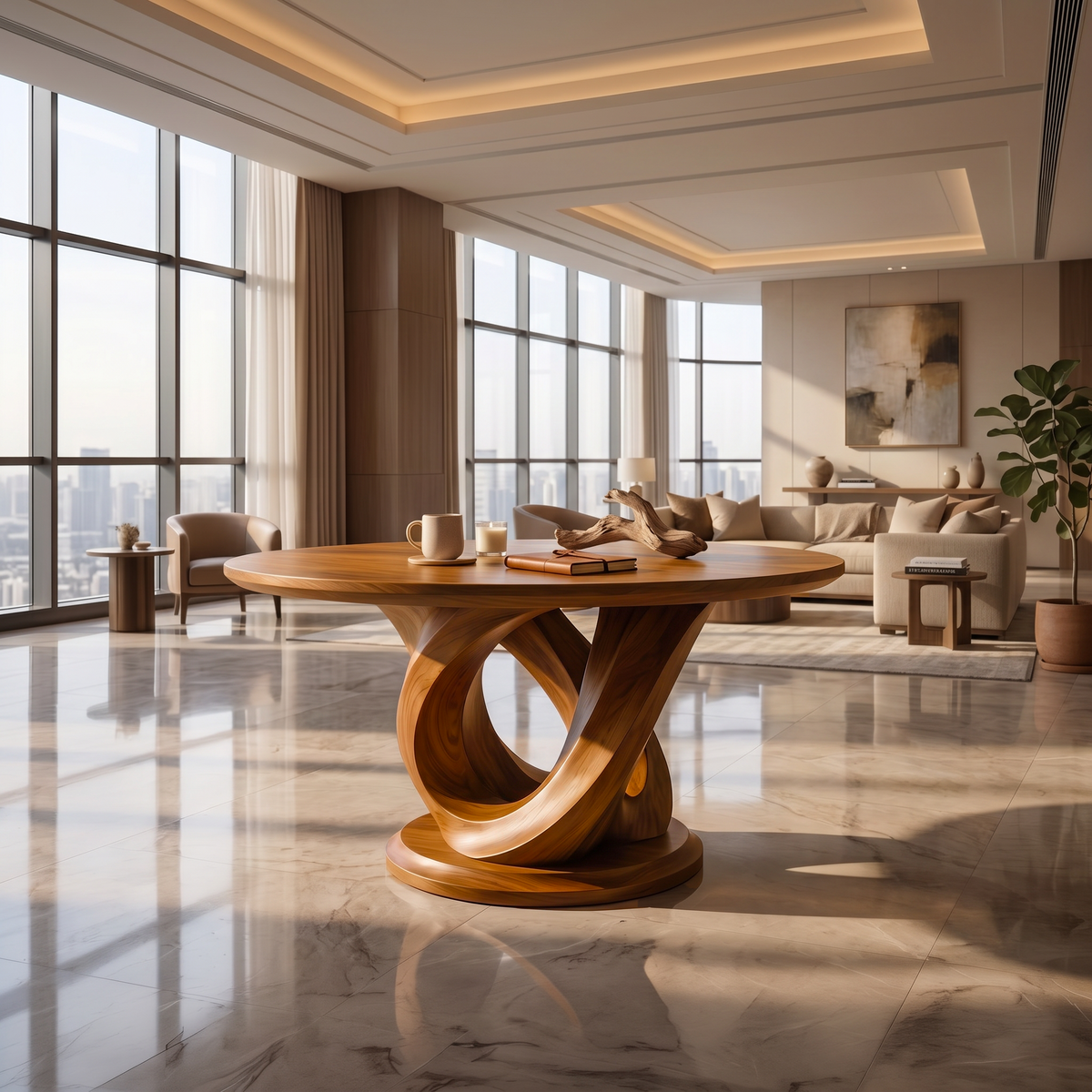 Modern Foyer Table Handcrafted Sculptural Base For Entryway FTHCH018
