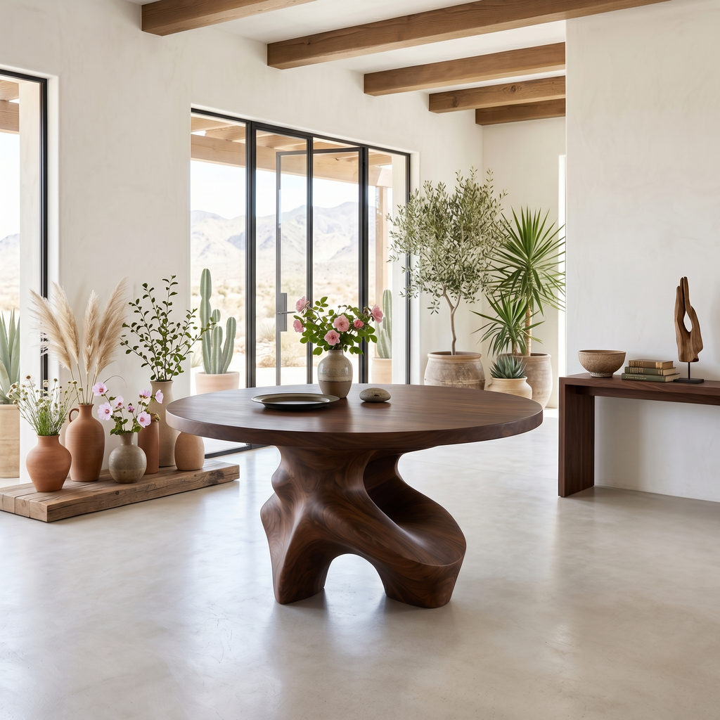 Minimalist Foyer Table Handcrafted Organic Base For Entryway FTHCH017