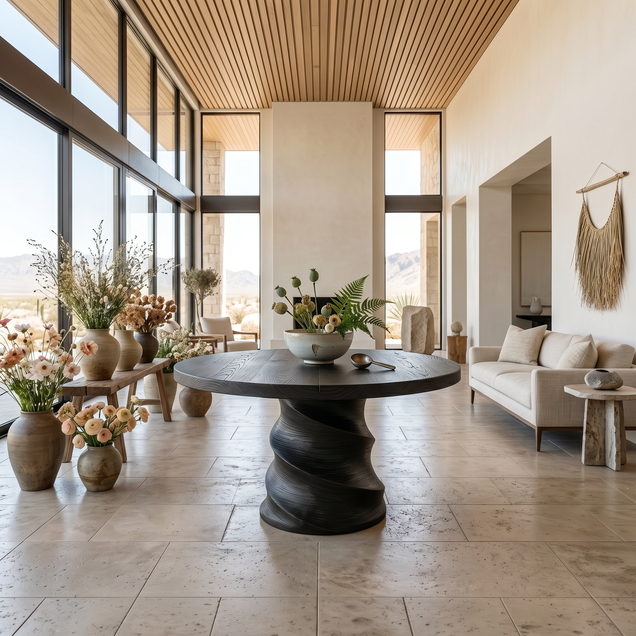 Organic Foyer Table With Sculptural Spiral Design For Foyer And Entryway FTHCH015