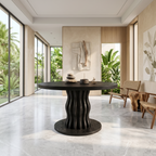Contemporary Round Entryway Table With Wavy Vertical Form For Foyer And Living Room FTHCH009