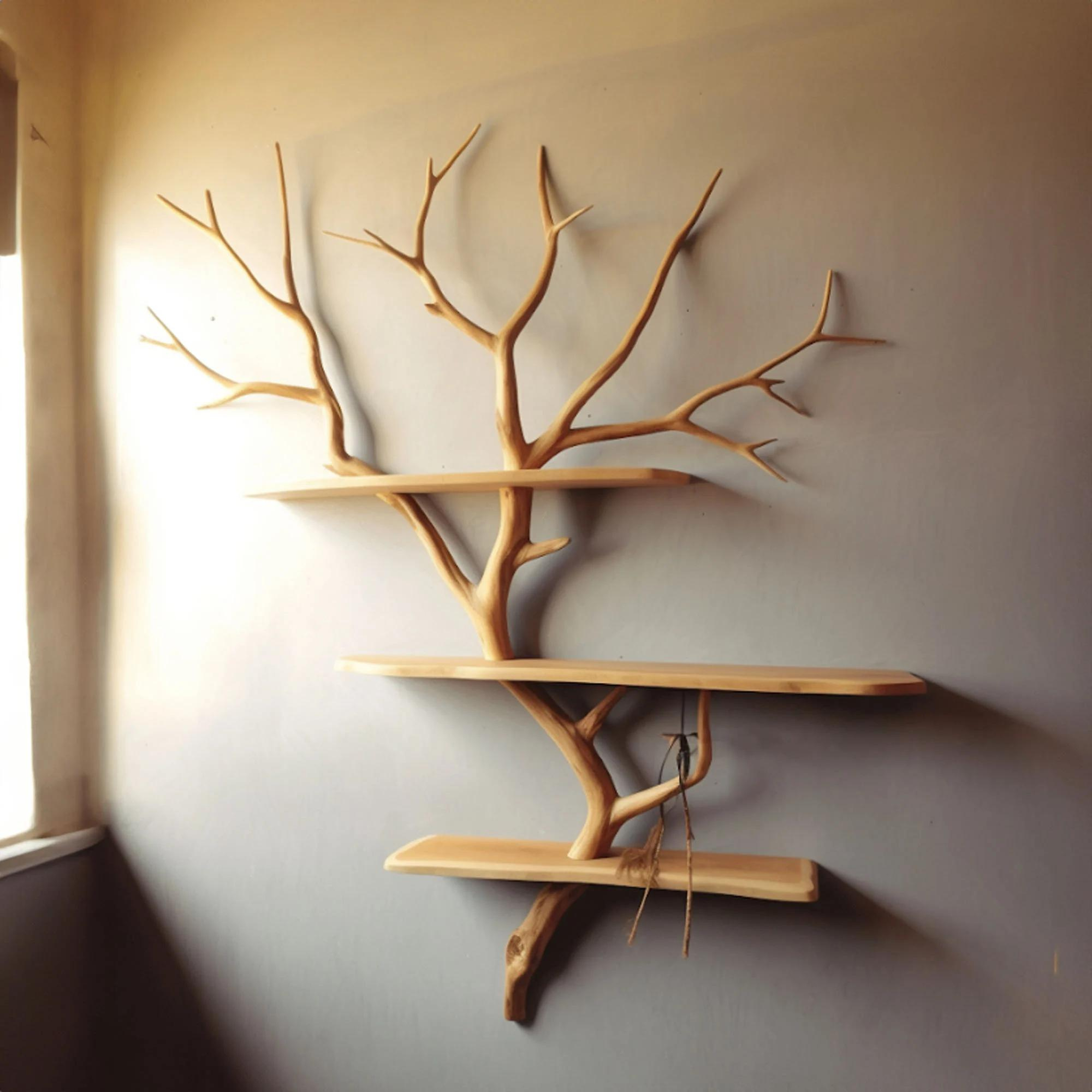 Tree Branch Floating Shelf Wall Mount Bookshelf