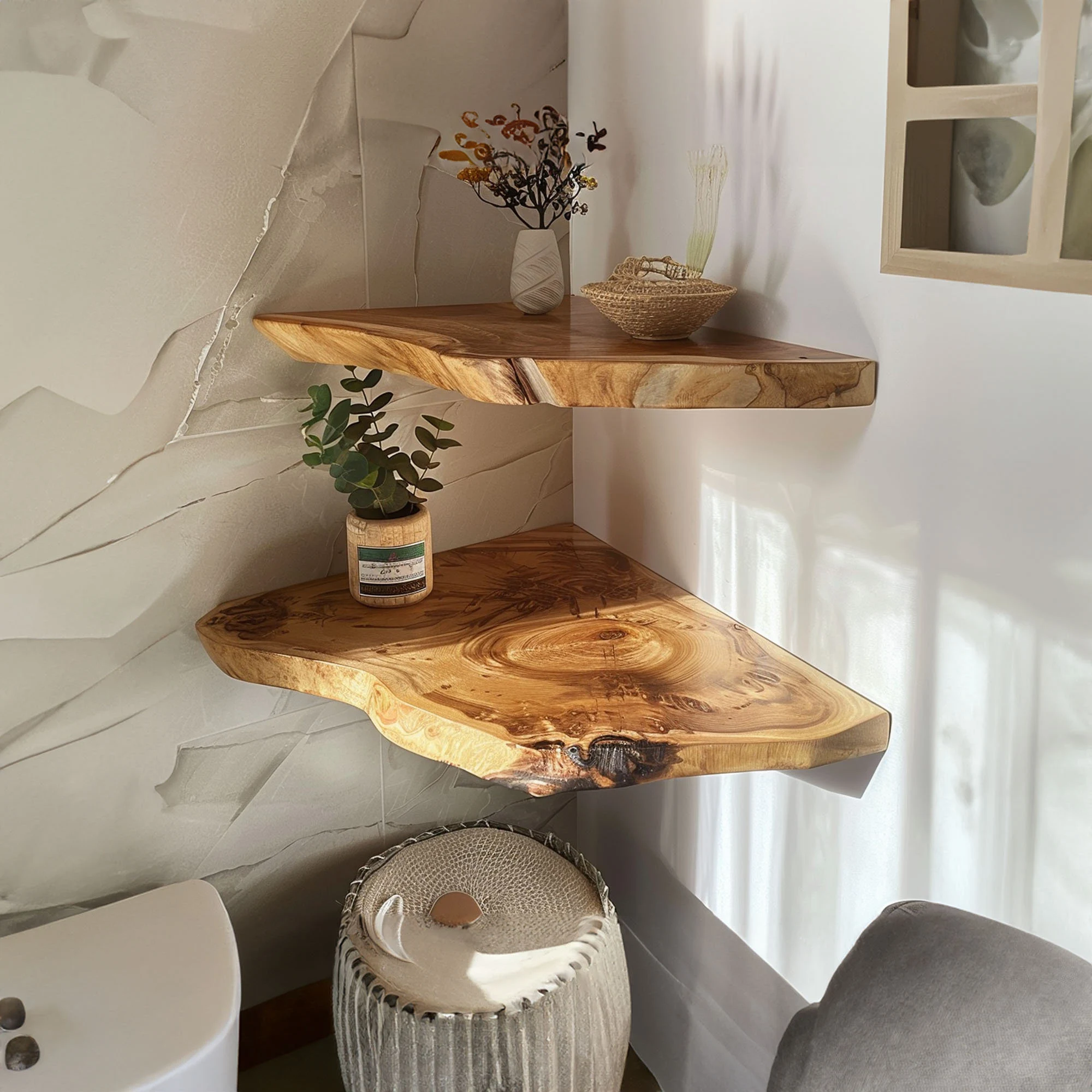 Live Edge Floating Corner Shelves CFSHCH017