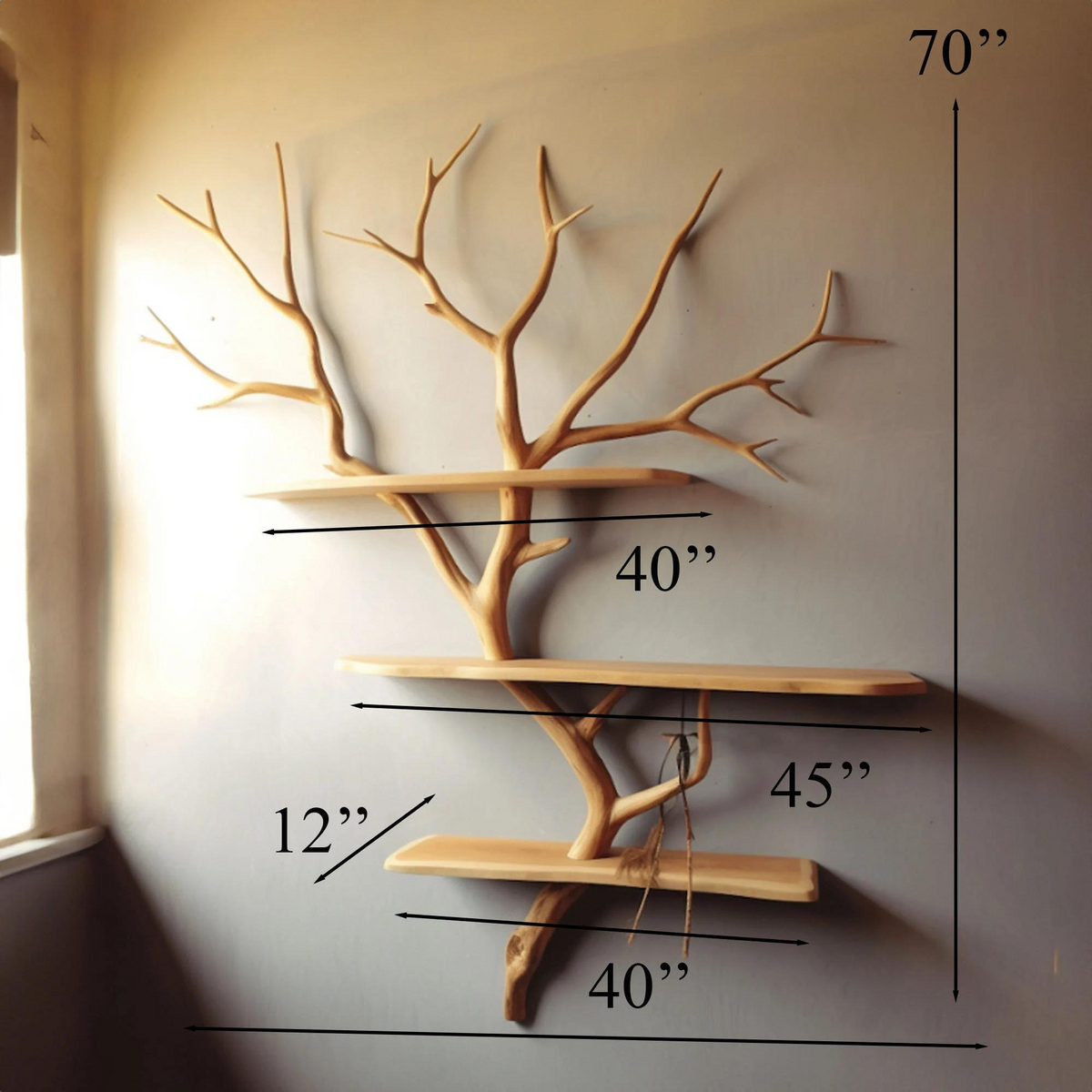 Tree Branch Floating Shelf Wall Mount Bookshelf
