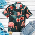 Flamingo Tropical Pattern Hawaiian Shirt, Summer Short Sleeve Shirts, Tropical Aloha Shirts