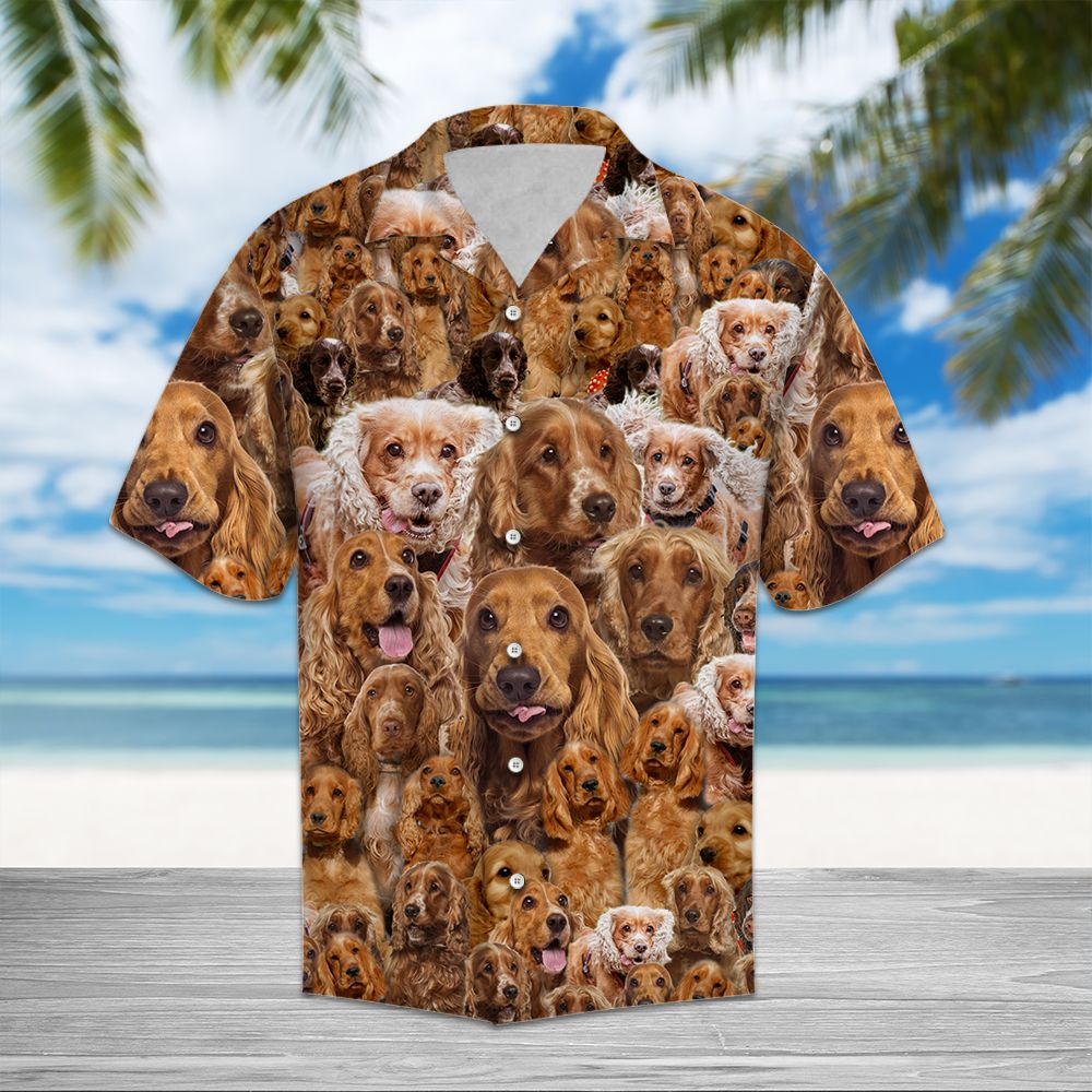 English Cocker Spaniel Awesome Hawaiian Shirt, Pet Lover Aloha Shirts, Summer Short Sleeve Shirts