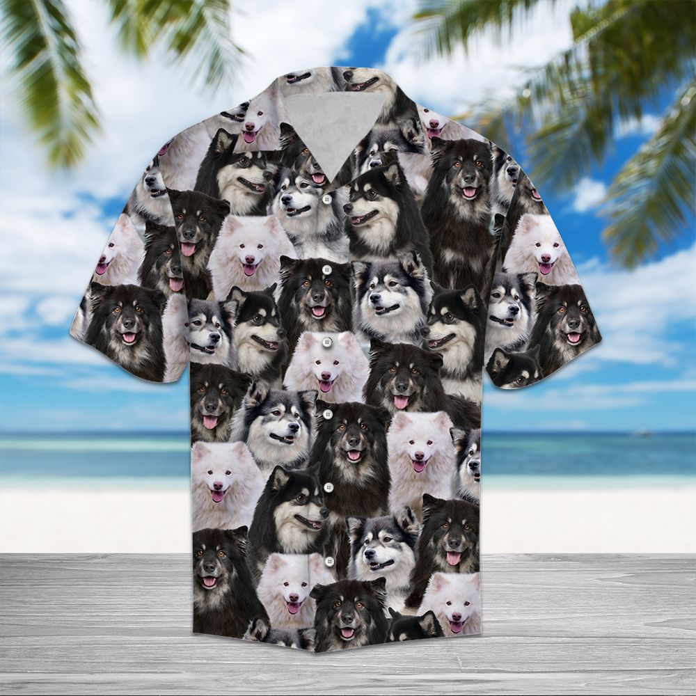 Finnish Lapphund Awesome Hawaiian Shirt, Dog Owner Aloha Shirts, Summer Short Sleeve Shirts
