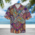 Dragonfly Mandala Hawaiian Shirt, Summer Short Sleeve Shirts, Mandala Aloha Shirts