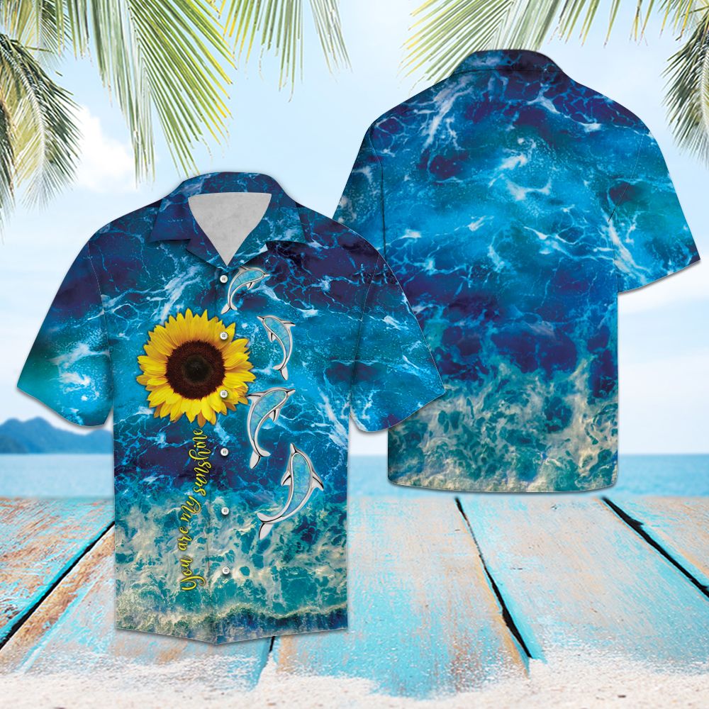 Dolphin You Are My Sunshine Hawaiian Shirt, Ocean Aloha Shirts, Summer Short Sleeve Shirts