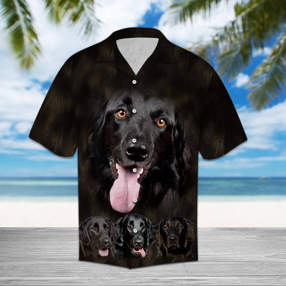 Flat Coated Retriever Great Hawaiian Shirt, Dog Lover Aloha Shirts, Summer Short Sleeve Shirts