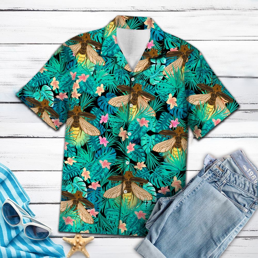 Firefly Tropical Hawaiian Shirt, Summer Short Sleeve Shirts, Tropical Aloha Shirts