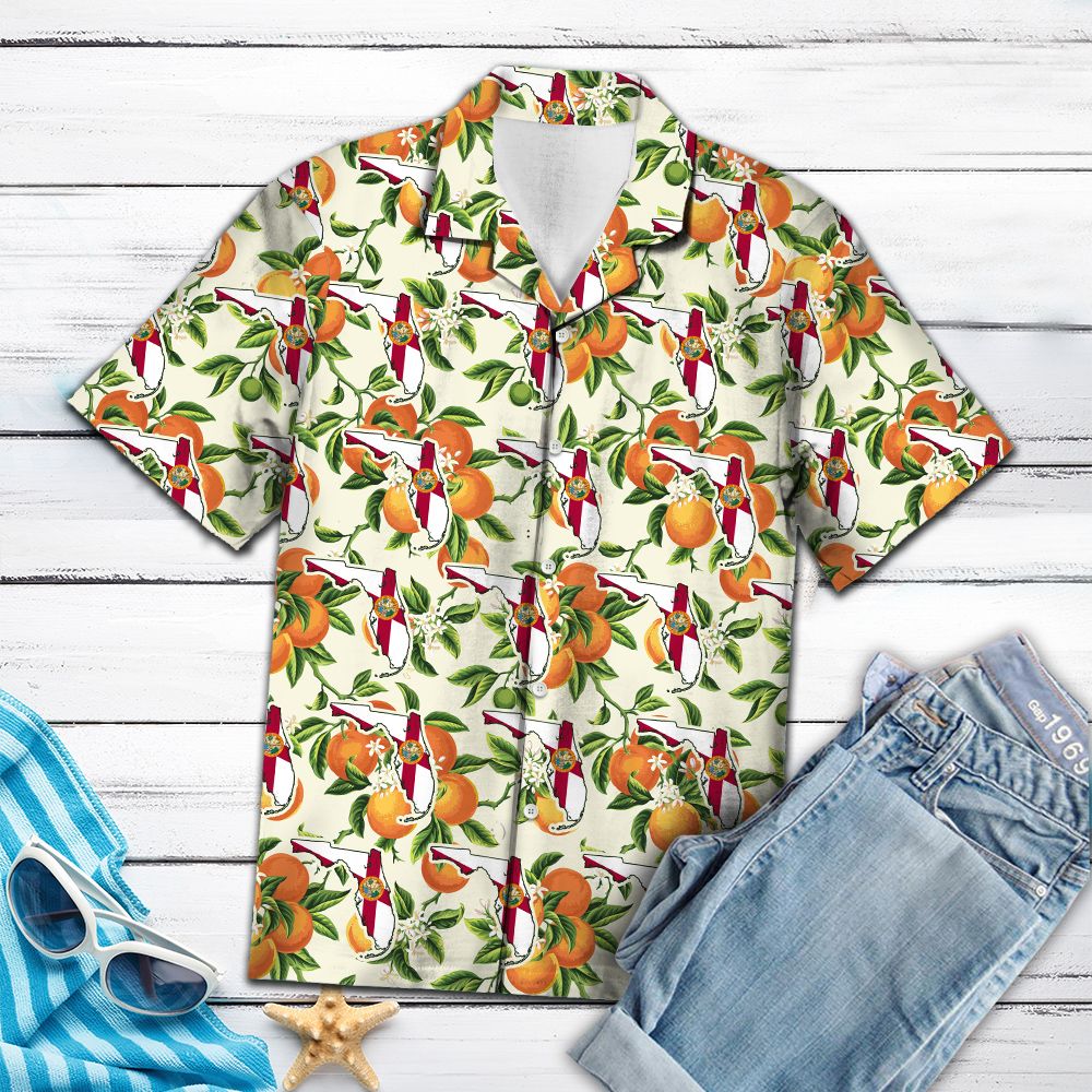 Florida Orange Blossom Hawaiian Shirt, Summer Short Sleeve Shirts, Floral Aloha Shirts