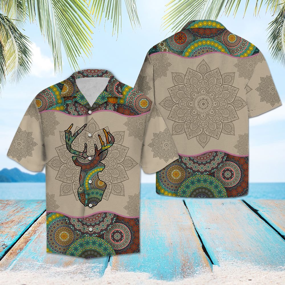 Deer Hunting Mandala Hawaiian Shirt, Summer Short Sleeve Shirts, Camo Hunting Aloha Shirts