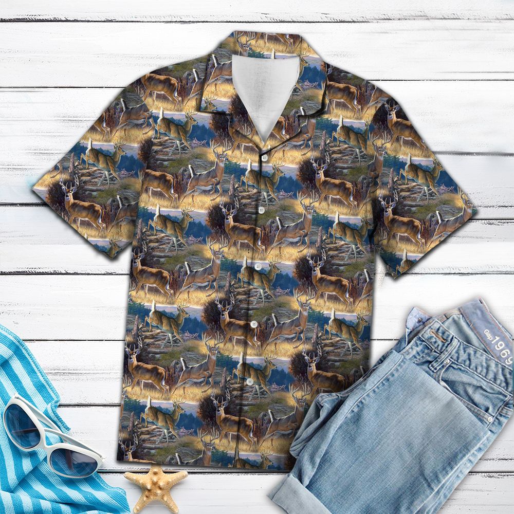 Deer Hunting Hawaiian Shirt, Hunter Aloha Shirts, Summer Short Sleeve Shirts