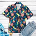 Cockatoo Parrot Palm Leaves Hawaiian Shirt, Tropical Bird Aloha Shirts, Summer Short Sleeve Shirts
