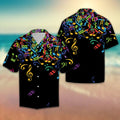 Colorful Music Notes Hawaiian Shirt, Musician Aloha Shirts, Summer Short Sleeve Shirts