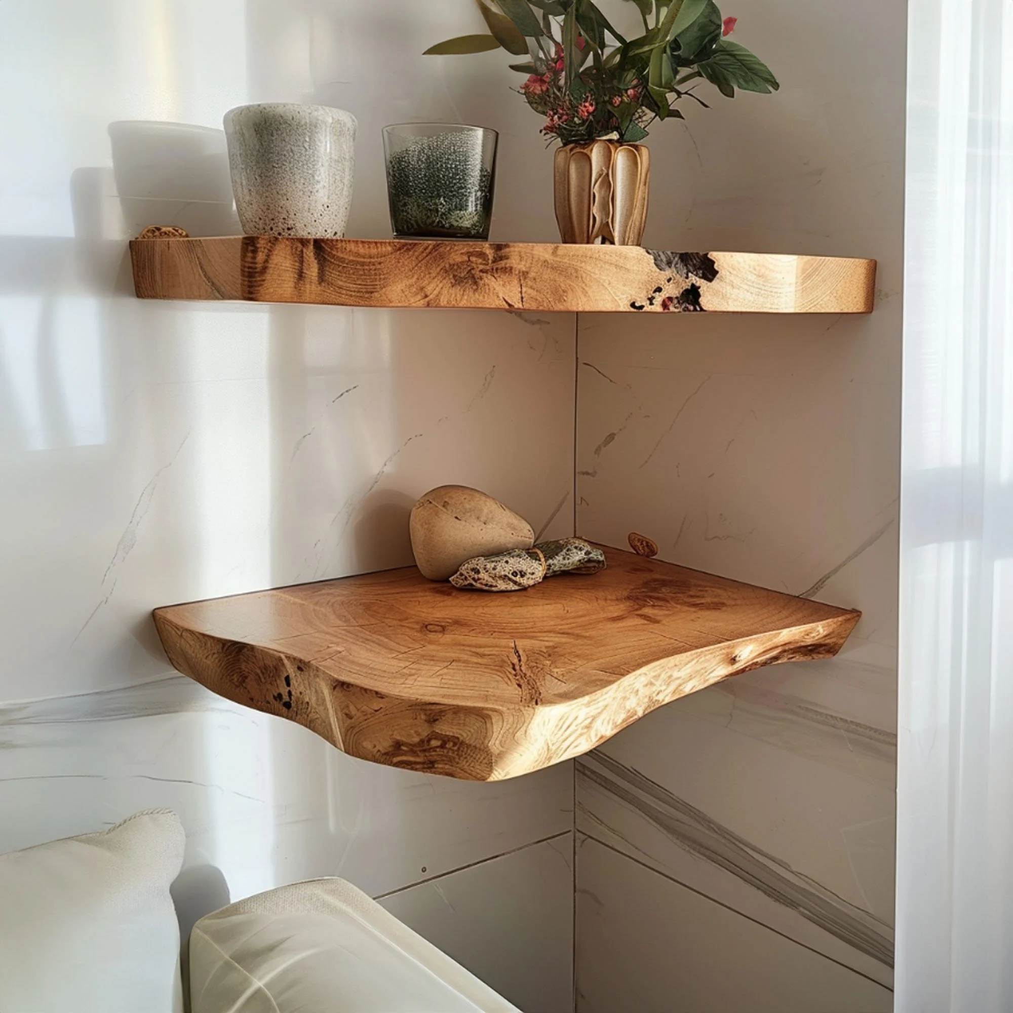 Live Edge Floating Corner Shelves CFSHCH017