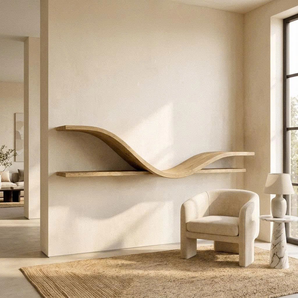 Organic Modern Curved Shelf Living Room Or Hallway WFSHCH022