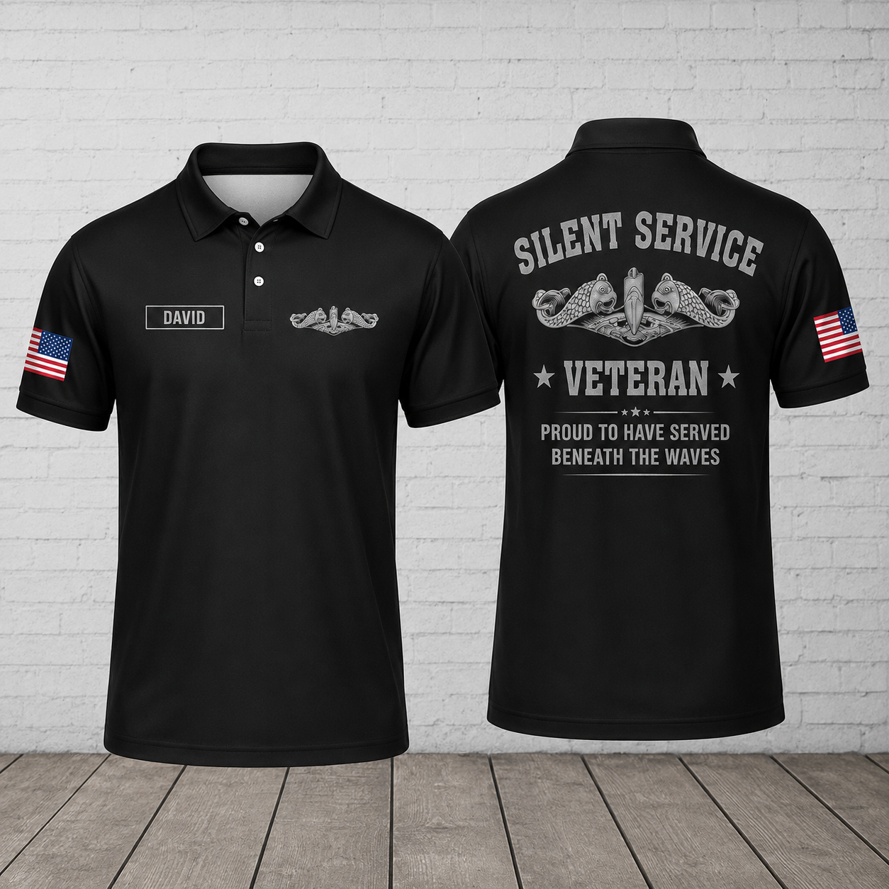 Custom Silent Service Veteran Polo Shirt - U.S. Submarine Force Golf Polo