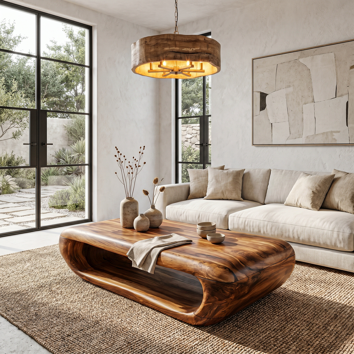 Organic Coffee Table With Open Storage For Living Room CTHCH015