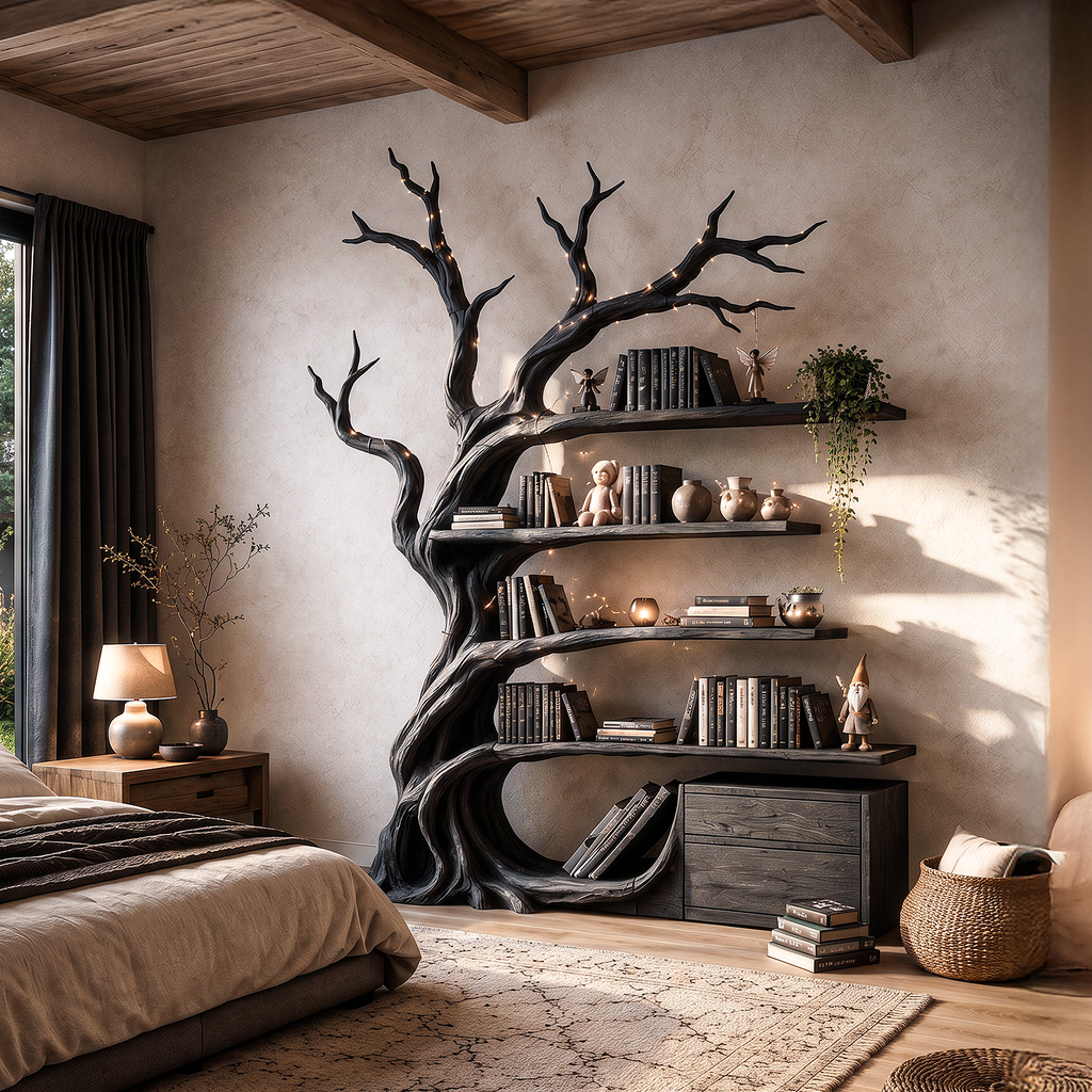 Modern Tree Bookshelf Handcrafted Branch Shelves For Home Library