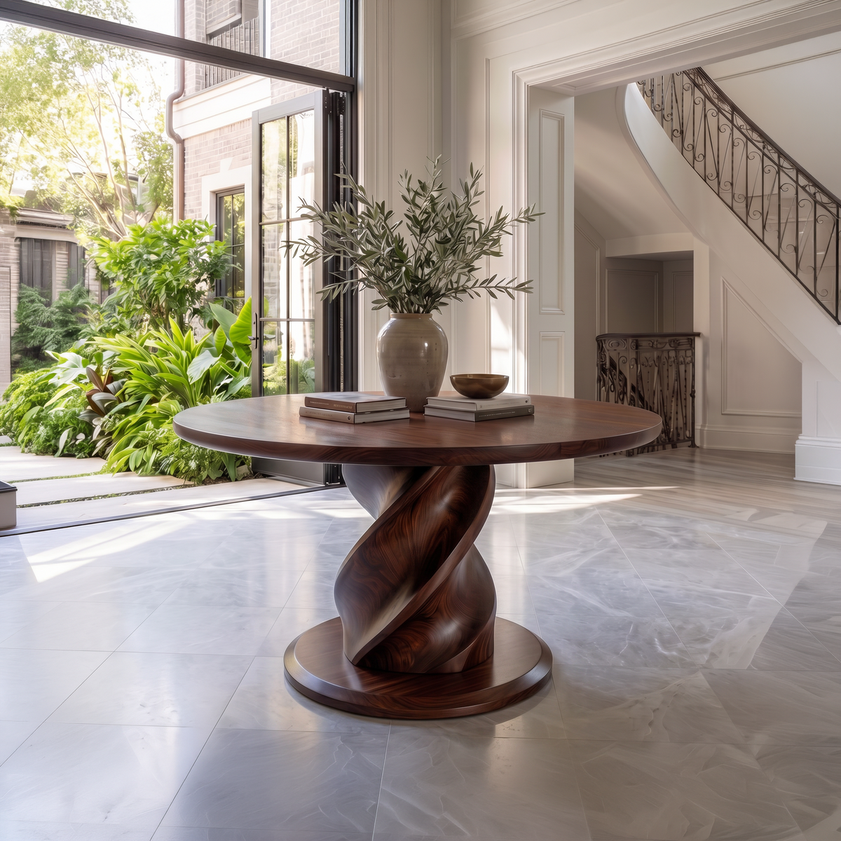 Modern Luxury Twist Pedestal Entry Table For Entryway And Hallway FTHCH001