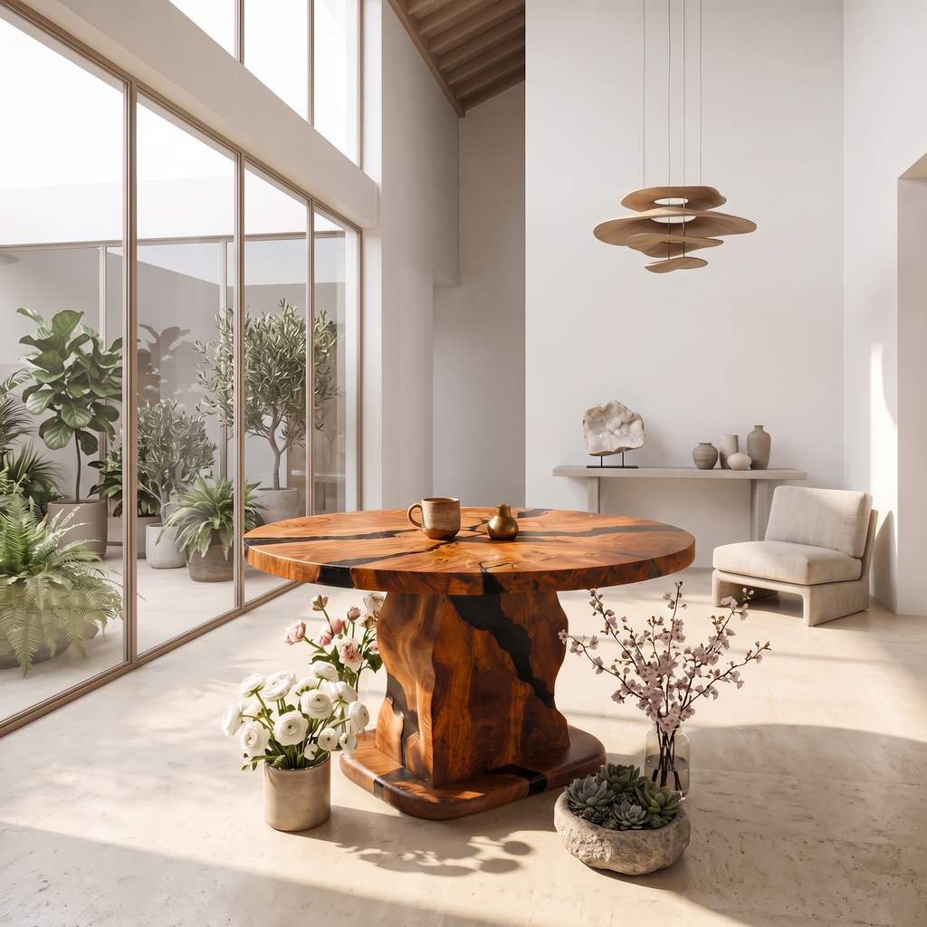 Rustic Foyer Table Handcrafted Solid Wood Design For Entryway FTHCH016
