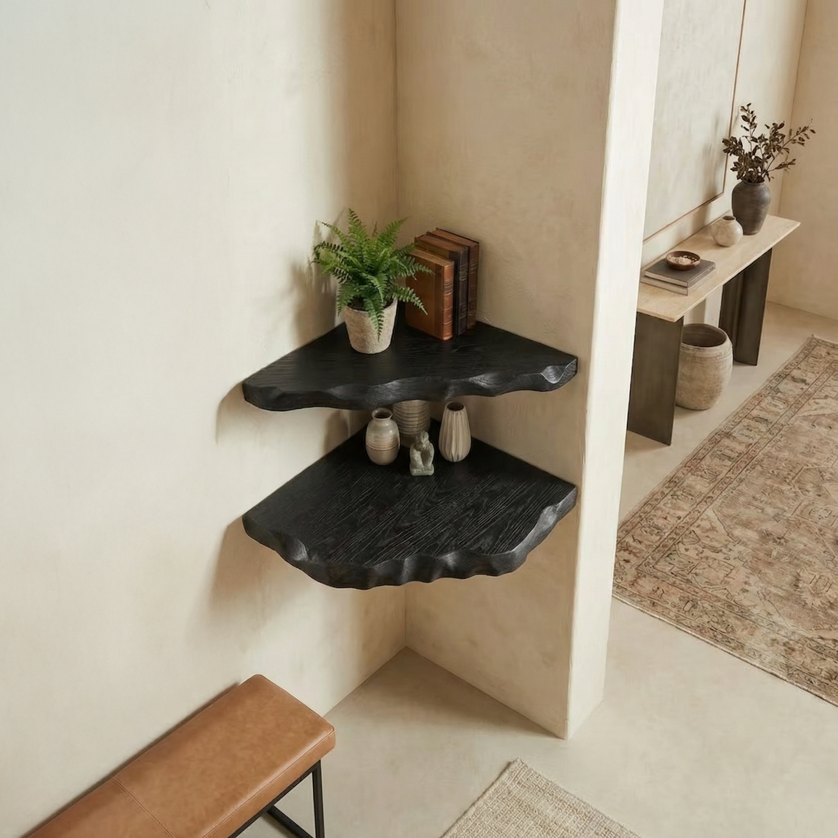Organic Rustic Corner Shelf For Entryway And Hallway CFSHCH019