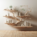 Tree Books Shelf Decor Solid Wood Carving