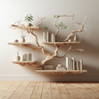 Tree Books Shelf Decor Solid Wood Carving