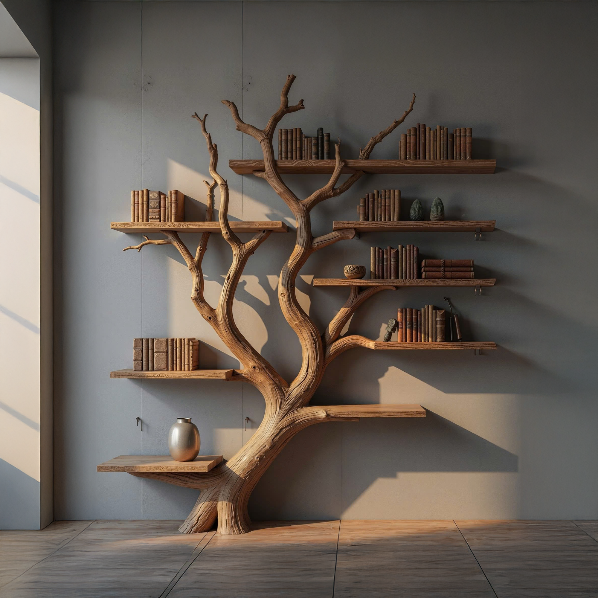 Custom Wood Shelf Tree Branch Shelf Mid Century Decor