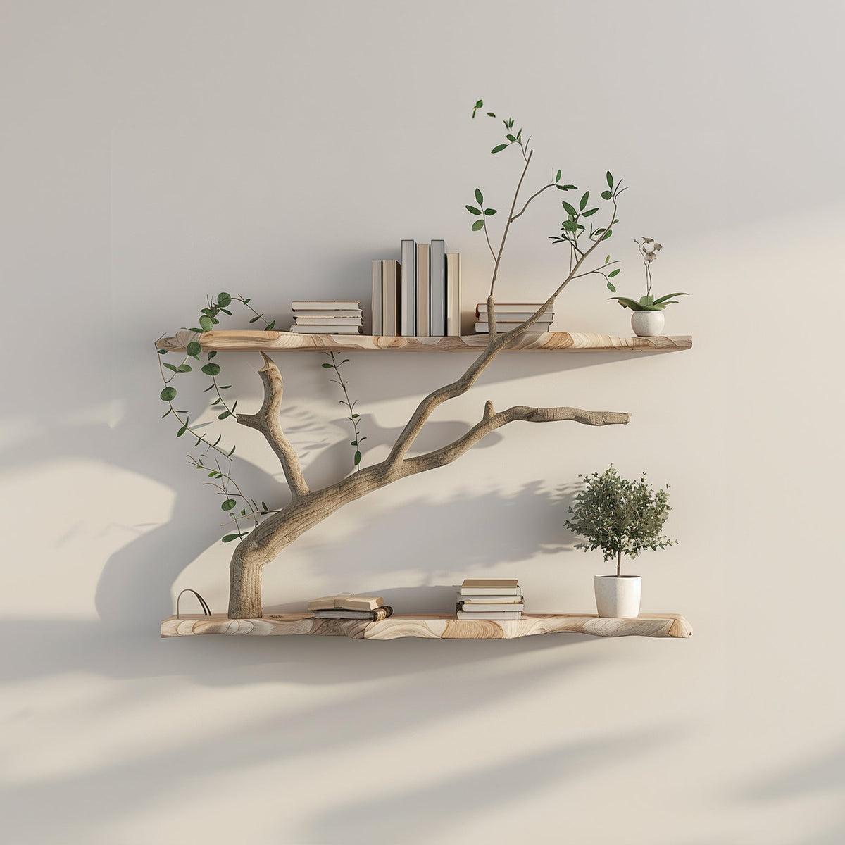 Tree Branch Driftwood Live Edge Floating Shelf Gift For Reader