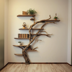 Narrow Wild Mulberry Wood Tree Shelf On Wall Mount Seasonal Celebrations