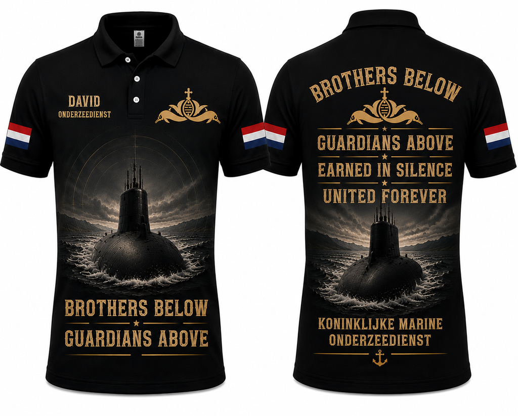 Brothers Below Guardians Above Dutch Submarine Polo Shirt - Royal Netherlands Navy Veteran Gift