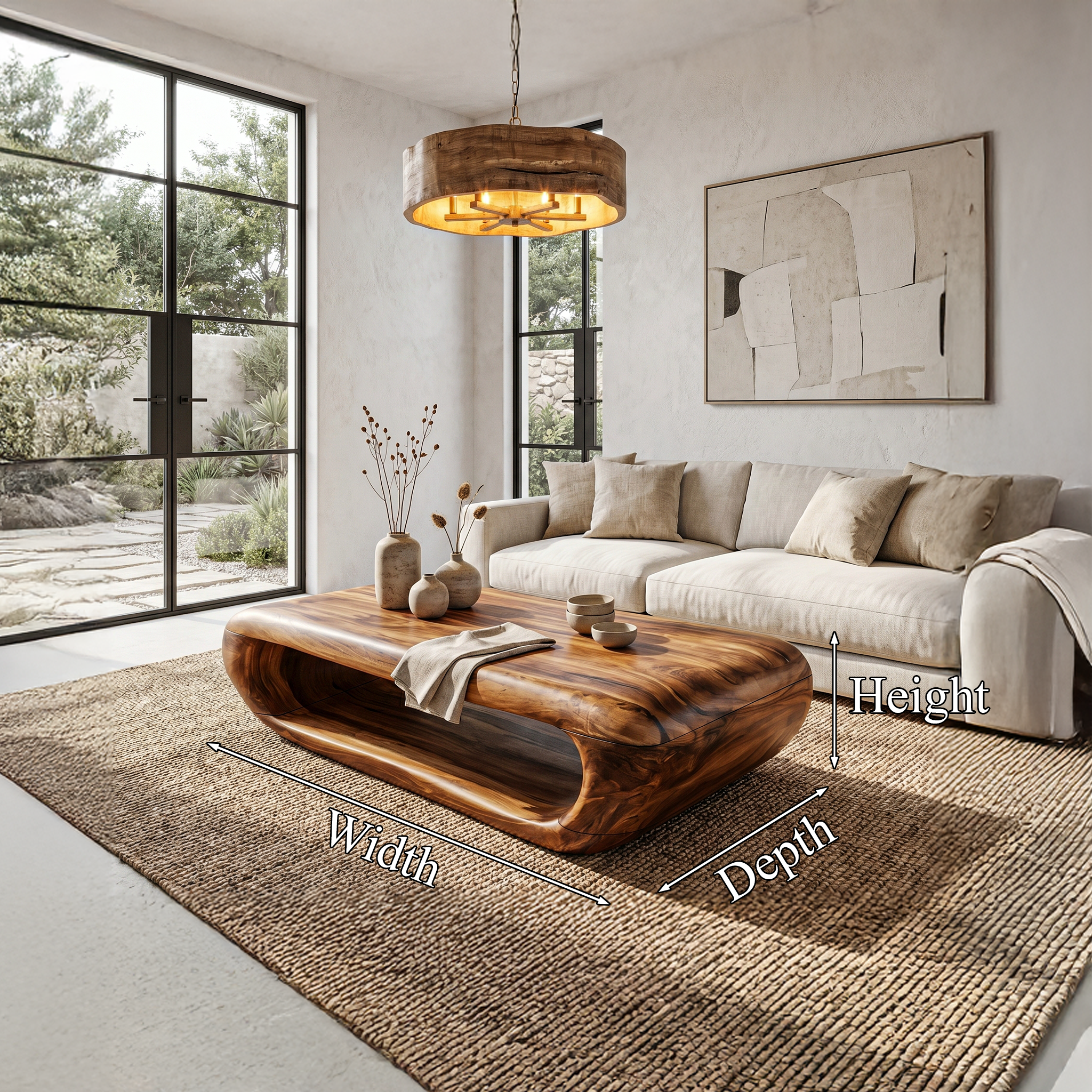 Organic Coffee Table With Open Storage For Living Room CTHCH015