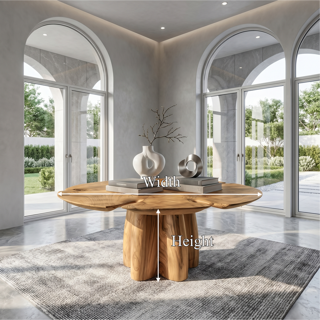 Modern Foyer Table With Sculptural Solid Wood Pedestal Base For Entryway And Hallway FTHCH023