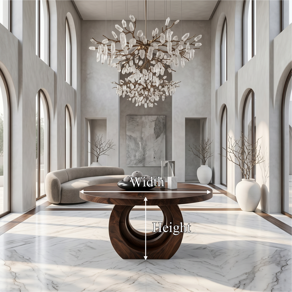 Contemporary Round Foyer Table With Sculptural Open Ring Base For Entryway And Hallway FTHCH021