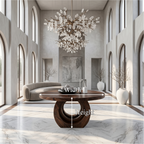 Contemporary Round Foyer Table With Sculptural Open Ring Base For Entryway And Hallway FTHCH021