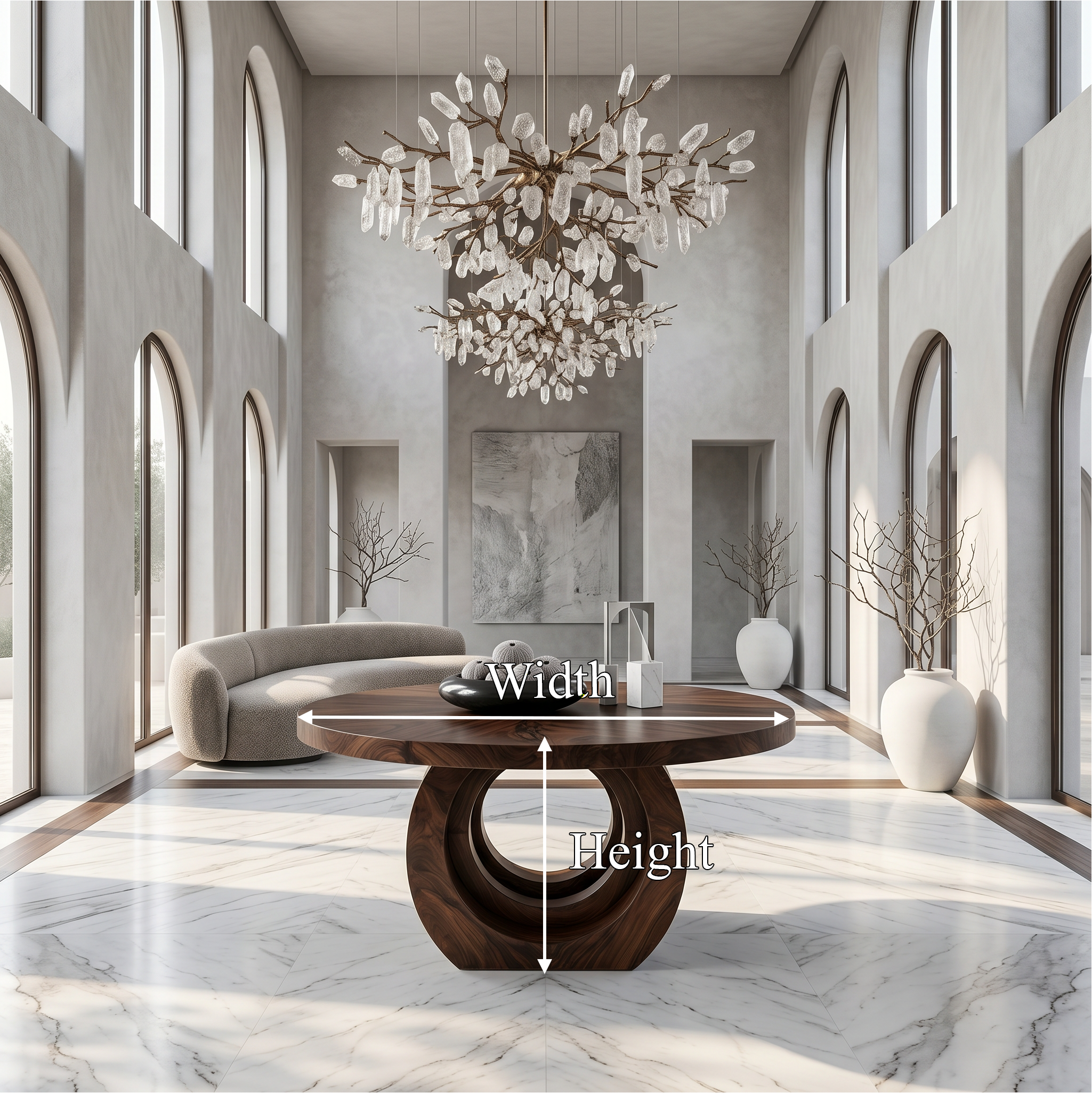 Contemporary Round Foyer Table With Sculptural Open Ring Base For Entryway And Hallway FTHCH021