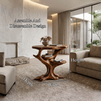Organic Sculptural Side Table With Solid Wood Display Shelves For Living Room And Bedroom ETHCH021