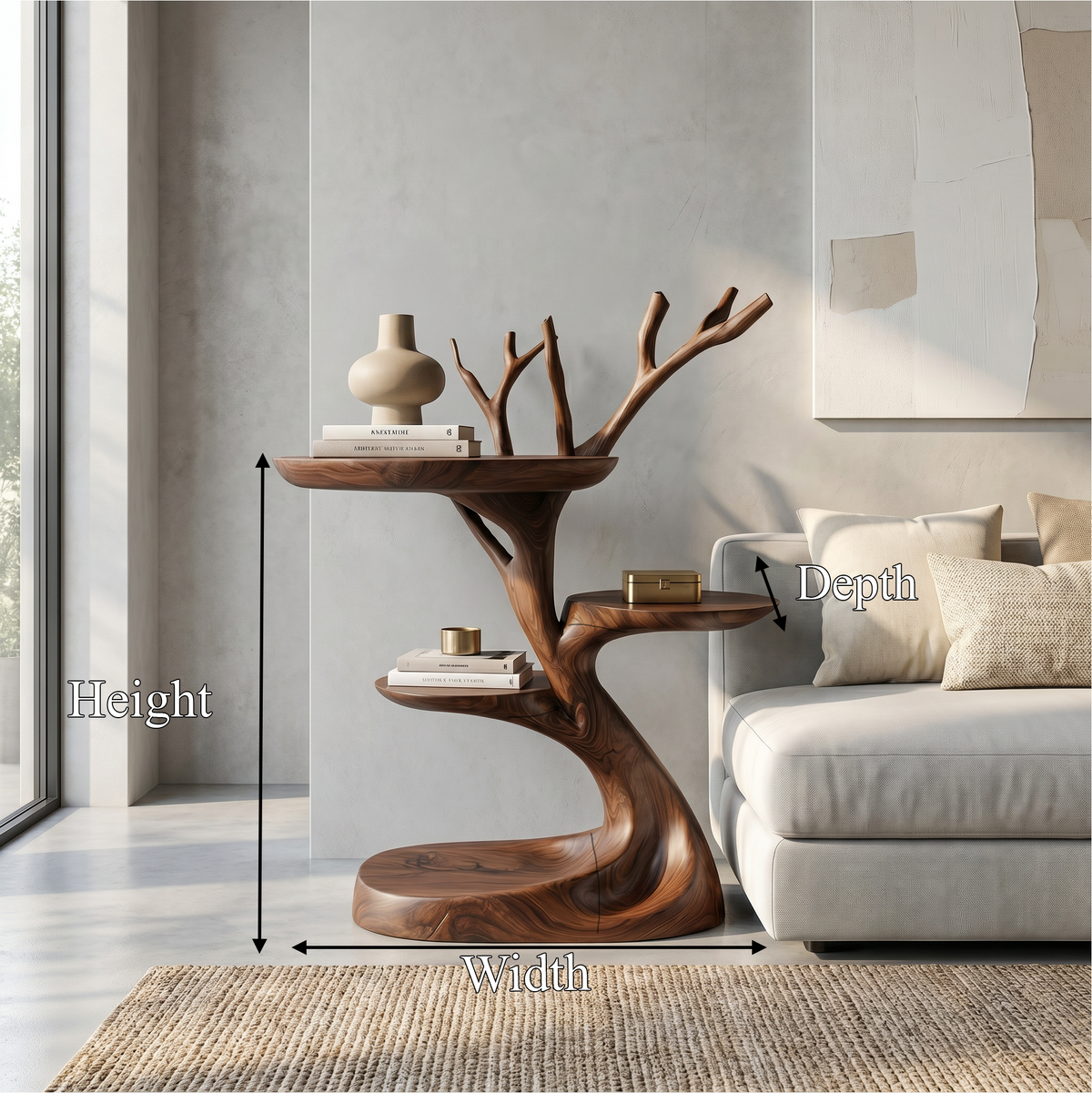 Rustic End Table With Tree Root Design For Bedroom And Living Room ETHCH018
