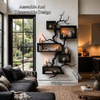 Organic Sculptural Floating Shelf With Tree Branch Design For Living Room