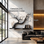 Handcrafted Floating Shelf With Sculptural Tree Branch Form For Living Room