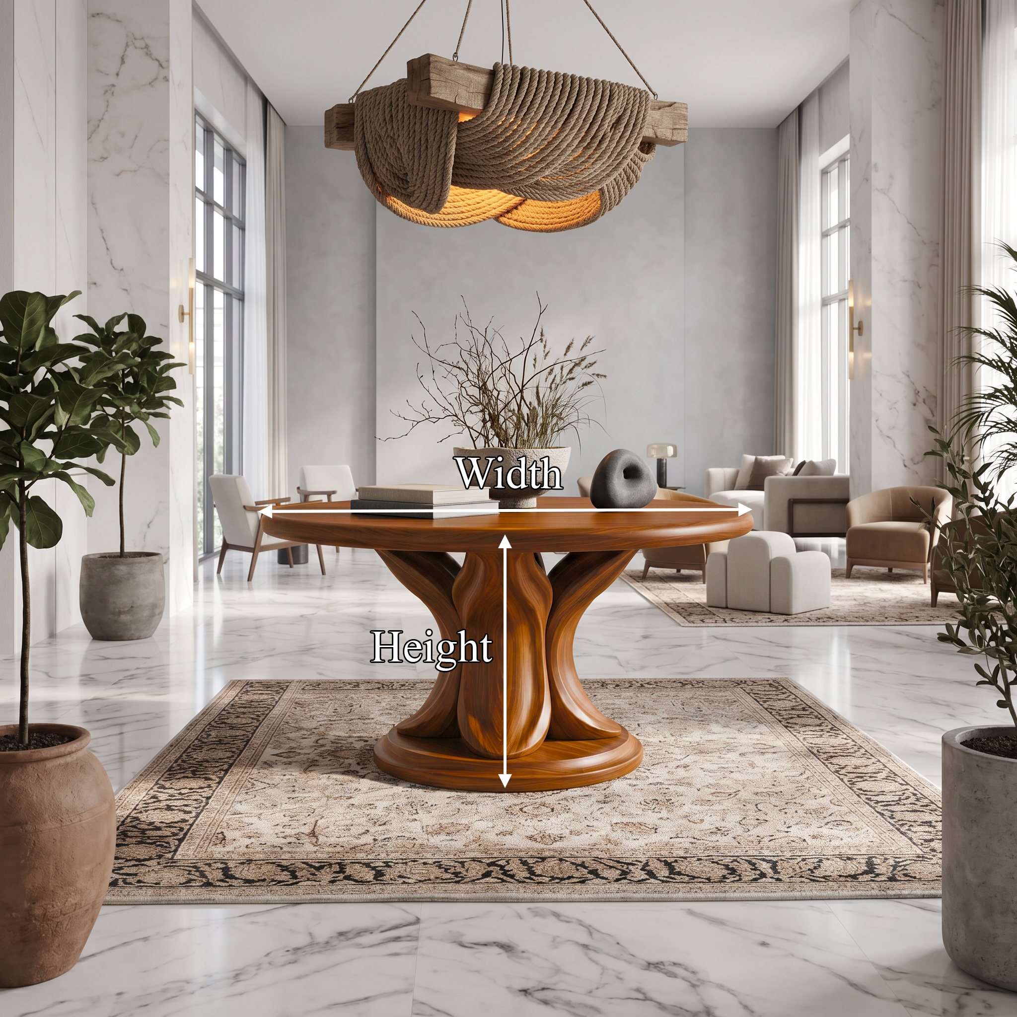 Modern Round Console Table With Twisted Architectural Form For Entryway And Living Room FTHCH013