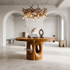 Rustic Foyer Center Table With Tree Stump Inspired Design For Entryway And Foyer FTHCH012