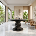 Contemporary Round Entryway Table With Wavy Vertical Form For Foyer And Living Room FTHCH009