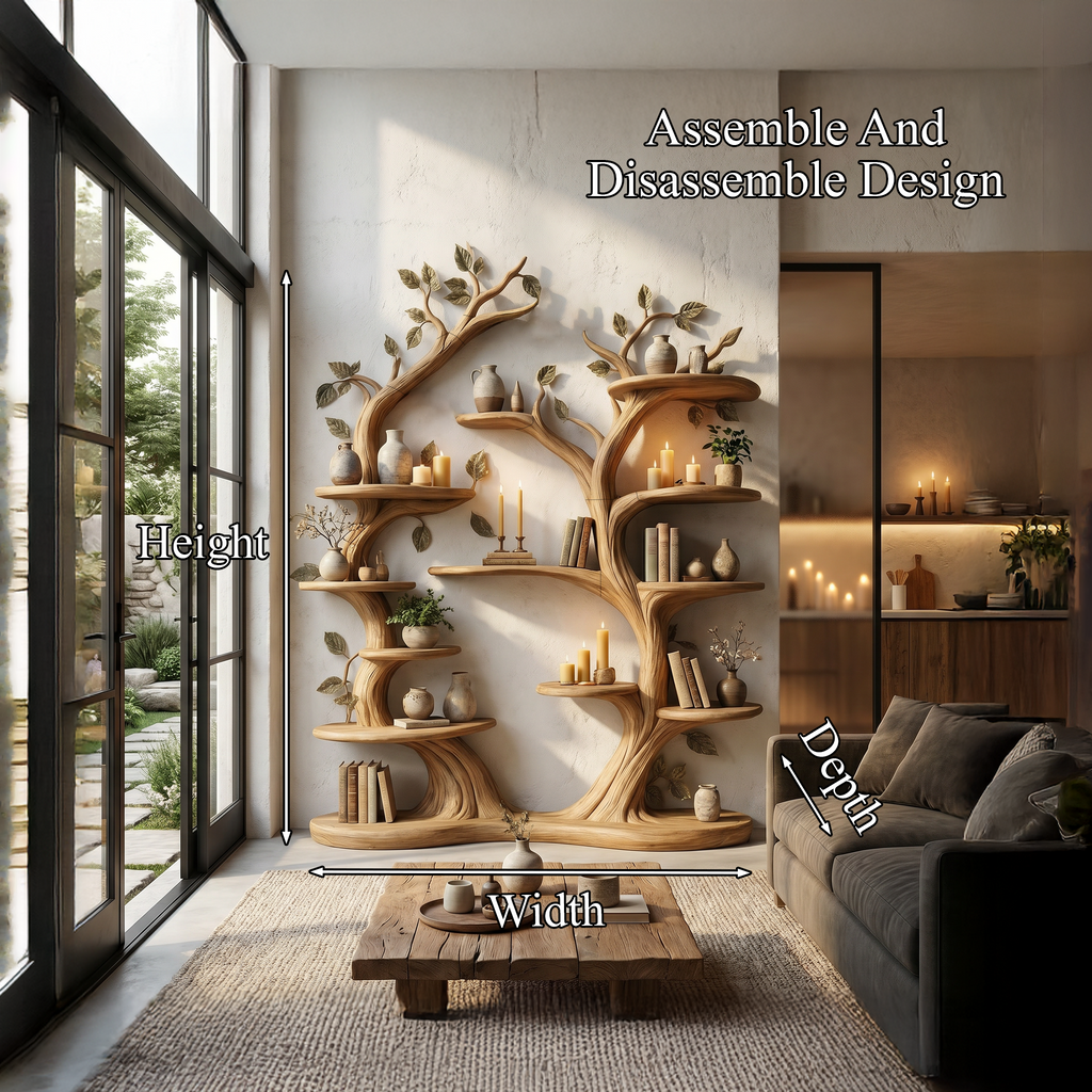 Organic Wall Mounted Tree Bookshelf With Sculptural Branch Design